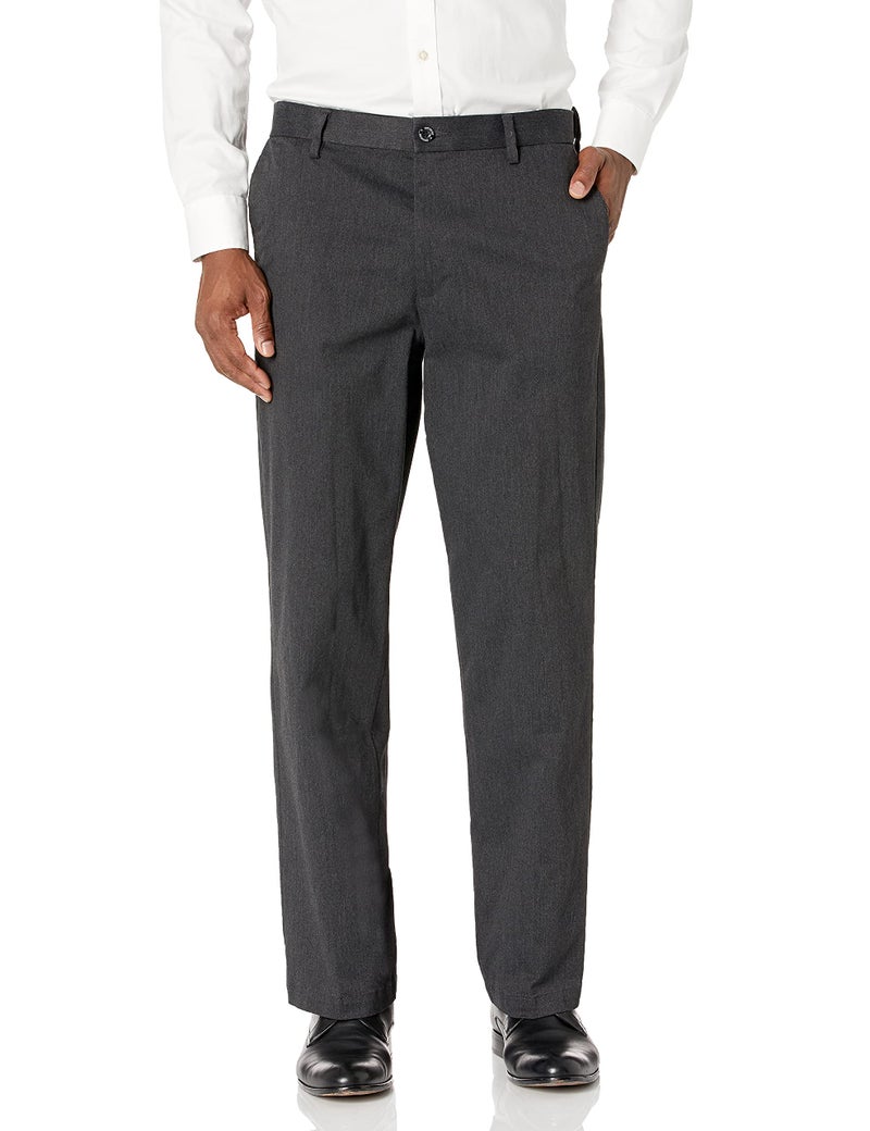 Dockers Men's Relaxed Fit Comfort Khaki Pants, Dark Charcoal Heather, 36W x 34L - Image 1